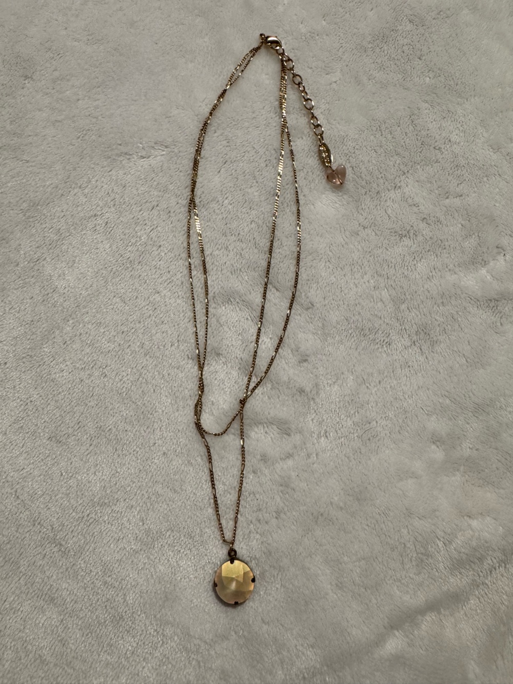 Sabika Gold-Tone Double Strand Necklace with Round Faceted Pendant